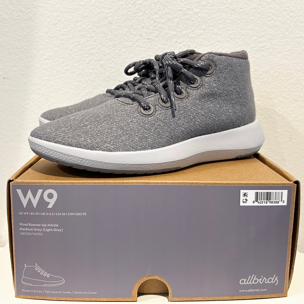 Allbirds Women Wool Runner-Up Mizzle In Medium Grey, Size 9, New In Box